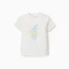 Cotton T-shirt with Everything print for baby boys, white