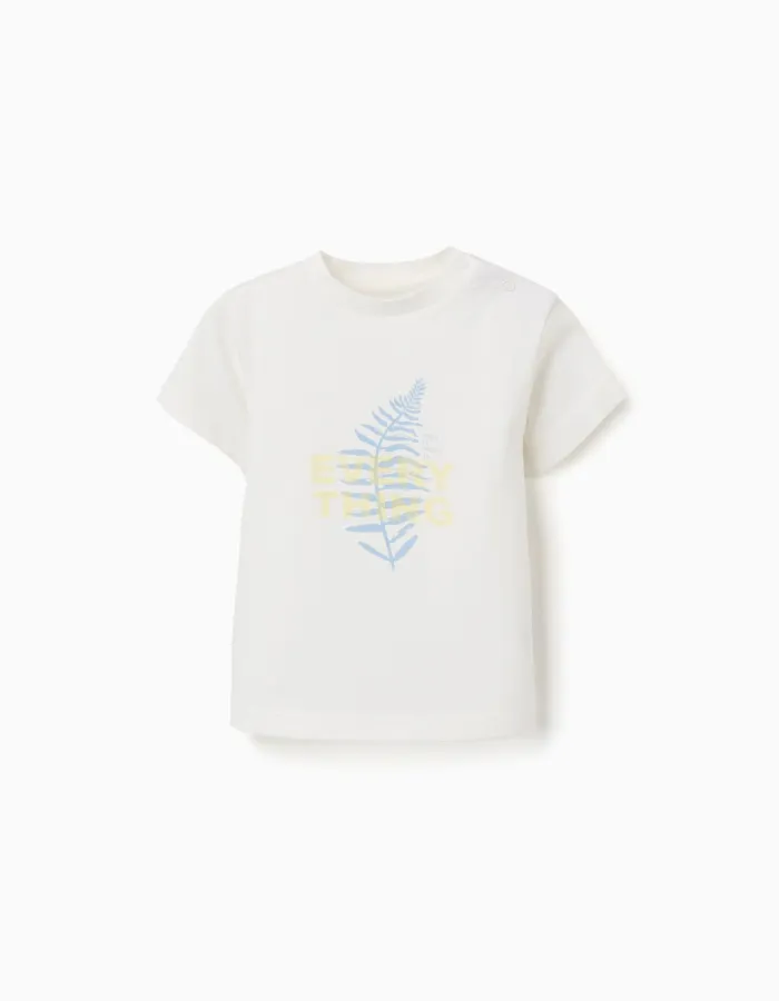 Cotton T-shirt with Everything print for baby boys, white