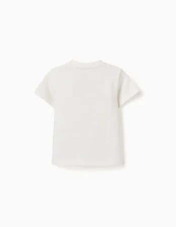 Cotton T-shirt with Everything print for baby boys, white