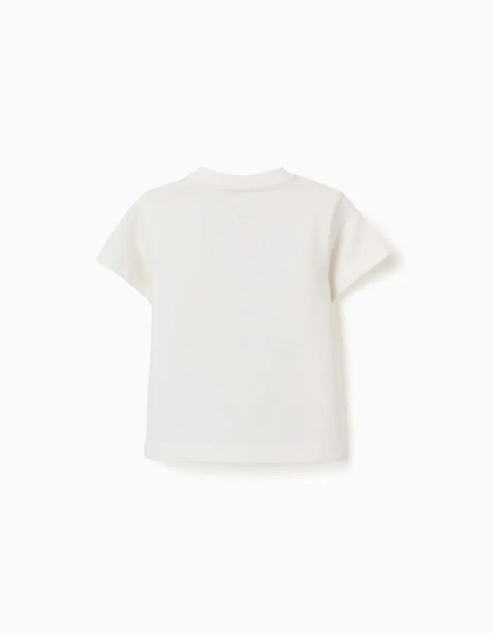 Cotton T-shirt with Everything print for baby boys, white