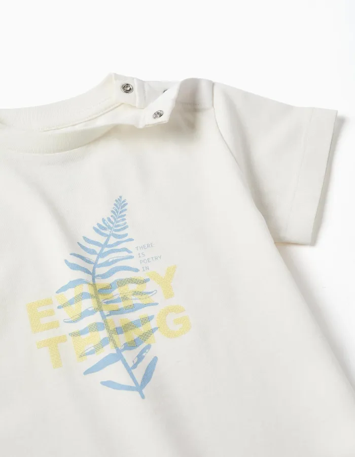 Cotton T-shirt with Everything print for baby boys, white