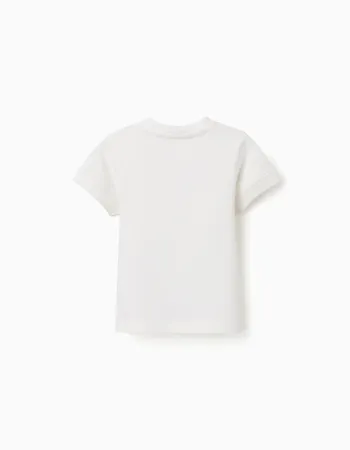 Cotton T-shirt with Aroma di Limone print for baby boys, white