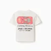 Cotton T-shirt with Lightning McQueen for babies and boys, white