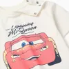 Cotton T-shirt with Lightning McQueen for babies and boys, white