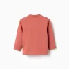 Long sleeve cotton T-shirt with Puzzle print for baby boys, terracotta