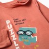 Long sleeve cotton T-shirt with Puzzle print for baby boys, terracotta
