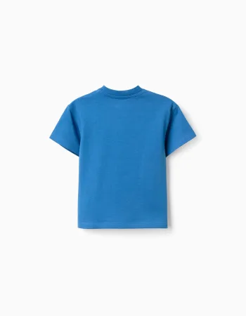 Cotton T-shirt with Paw Patrol print for babies and boys, blue