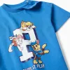 Cotton T-shirt with Paw Patrol print for babies and boys, blue
