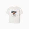 Cotton T-shirt with Marshall prints for babies and boys, white