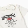 Cotton T-shirt with Marshall prints for babies and boys, white