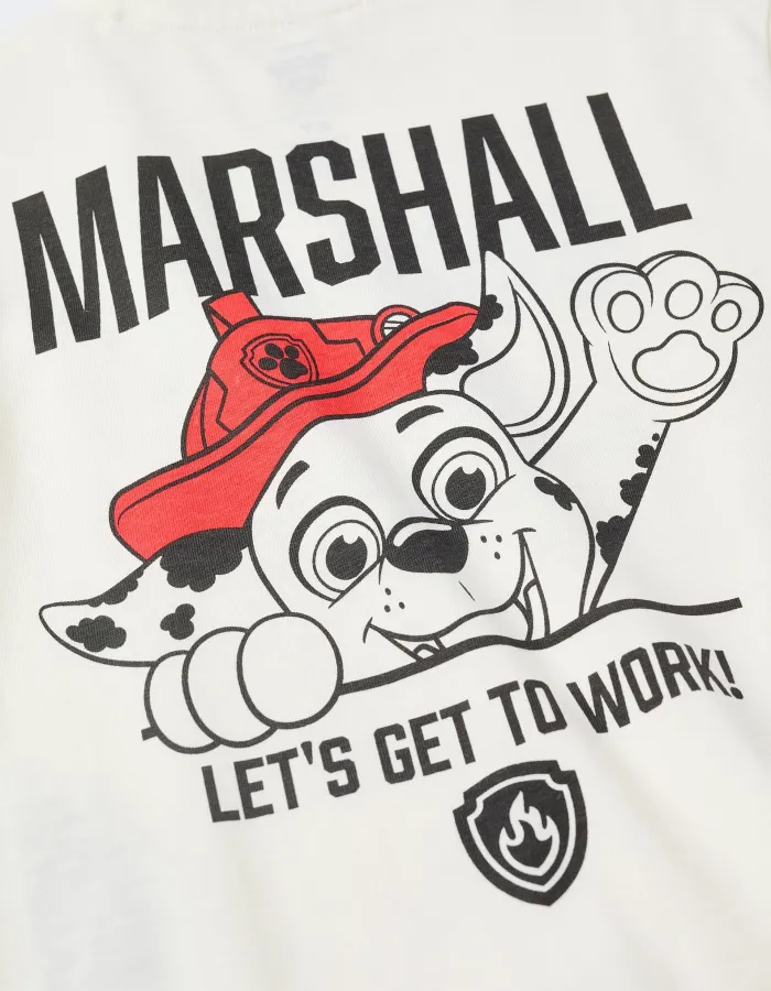 Cotton T-shirt with Marshall prints for babies and boys, white