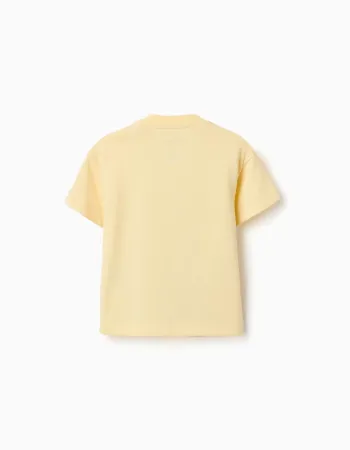 Cotton T-shirt with Marvel Heroes prints for babies and boys, yellow