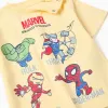 Cotton T-shirt with Marvel Heroes prints for babies and boys, yellow