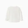 Long sleeve cotton T-shirt with ZY embossed print for baby boys, white