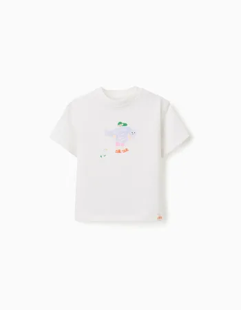Cotton T-shirt with print Carolina Celas x Zippy for baby boys, white