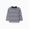 Long sleeve striped T-shirt with Paddington for baby boys, white/blue