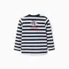 Long sleeve striped T-shirt with Paddington for baby boys, white/blue