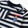 Long sleeve striped T-shirt with Paddington for baby boys, white/blue
