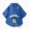 Hooded rain poncho with Mickey print for babies and boys, blue