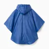 Hooded rain poncho with Mickey print for babies and boys, blue
