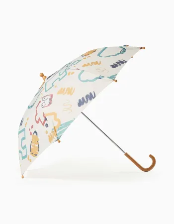 Automatic umbrella with colourful print for baby boys, multicolour