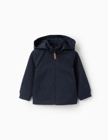 Mid-Season Hooded Jacket with Removable Hood for Baby Boys, Dark Blue