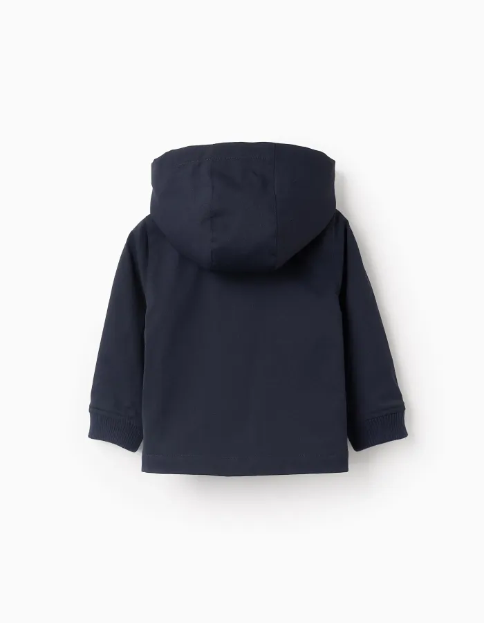 Mid-Season Hooded Jacket with Removable Hood for Baby Boys, Dark Blue