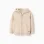 Knitted hooded jacket with embossed lines for baby boys, light beige