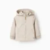 Jacket with lining and removable hood for baby boys, light beige