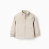 Jacket with lining and removable hood for baby boys, light beige