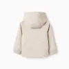 Jacket with lining and removable hood for baby boys, light beige