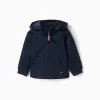 Jacket with lining and removable hood for baby boys, dark blue