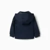 Jacket with lining and removable hood for baby boys, dark blue