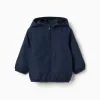 Hooded windbreaker with pockets for baby boys, dark blue