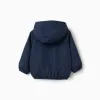 Hooded windbreaker with pockets for baby boys, dark blue
