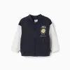 Bomber jacket with lion print for baby boys, dark blue/white