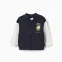 Bomber jacket with lion print for baby boys, dark blue/white