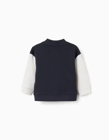 Bomber jacket with lion print for baby boys, dark blue/white