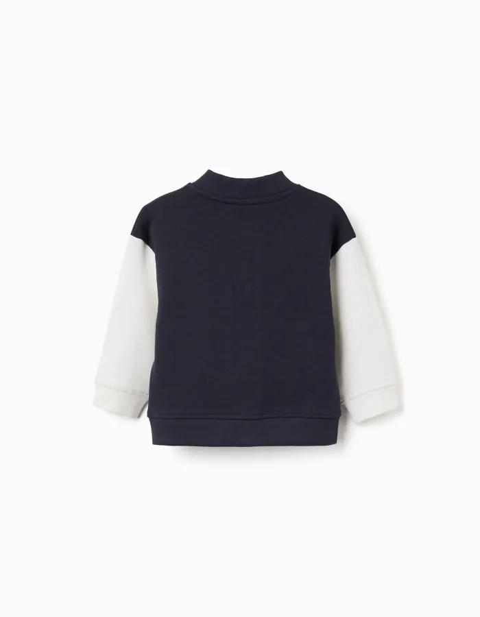 Bomber jacket with lion print for baby boys, dark blue/white