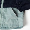 Hooded windbreaker with pockets for baby boys, dark blue/green
