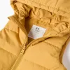Hooded puffer vest with front zip for babies, mustard yellow