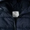Hooded puffer jacket with polar fleece lining for babies, navy blue