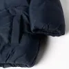 Hooded puffer jacket with polar fleece lining for babies, navy blue