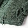 Reversible puffer jacket with sherpa for baby boys, dark green