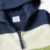 Brushed hooded jacket with colour block for baby boys, blue/white/green