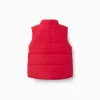 Padded vest with fleece lining and side pockets for babies, red
