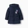 Hooded padded jacket with Mickey for babies and boys, navy blue