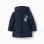 Hooded padded jacket with Mickey for babies and boys, navy blue