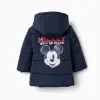 Hooded padded jacket with Mickey for babies and boys, navy blue