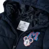 Hooded padded jacket with Mickey for babies and boys, navy blue